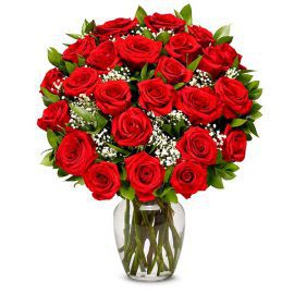  İstanbul Blumen 24 rote Rosen in einer Vase